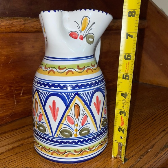 Hand painted art pottery pitcher signed, numbered, from Spain Ceramica De La Cal - Picture 6 of 11